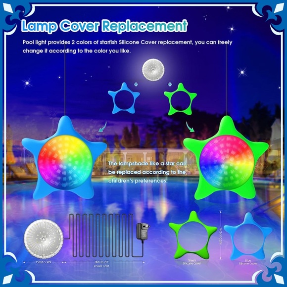 LED Smart Starfish Pool Light Underwater Waterproof RGB App Remote Control Timer - Picture 7 of 13